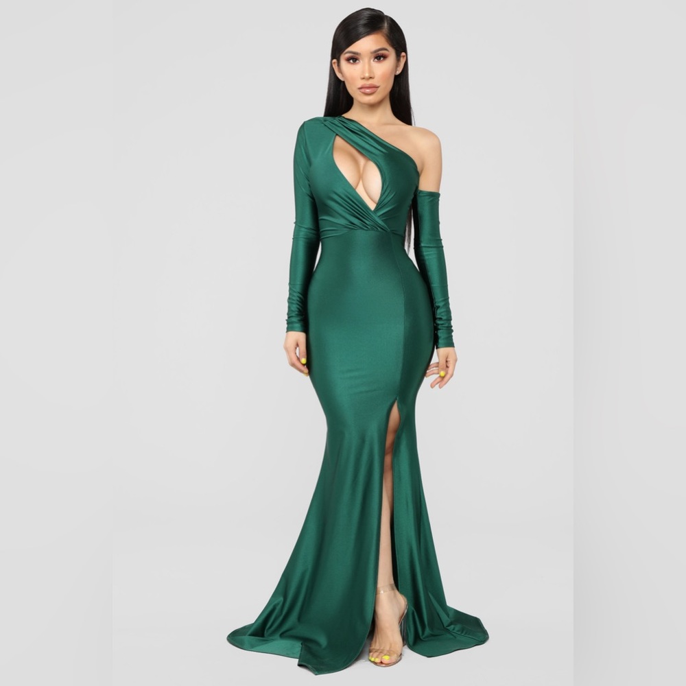 Fashion Nova Pretty Hurts Dress - Hunter Green